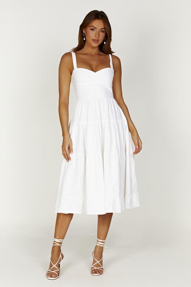 Adriana Linen Midi Dress - White Product Image