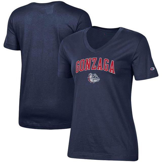 Womens Champion Navy Gonzaga Bulldogs University Arch Logo V-Neck T-Shirt Zag Blue Product Image