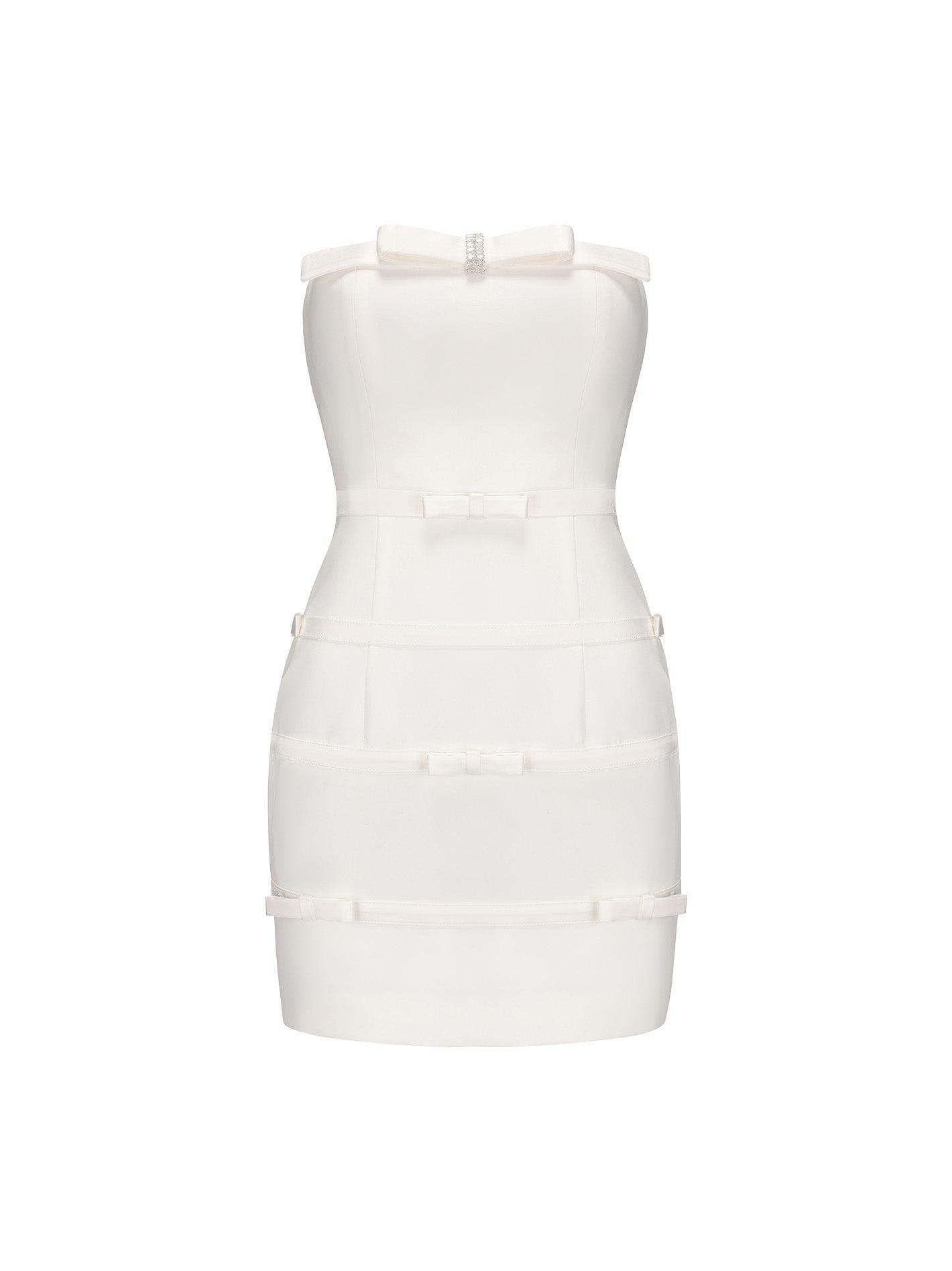 Lucie Bow Dress (White) Product Image