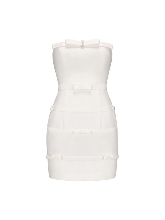 Lucie Bow Dress (White) Product Image