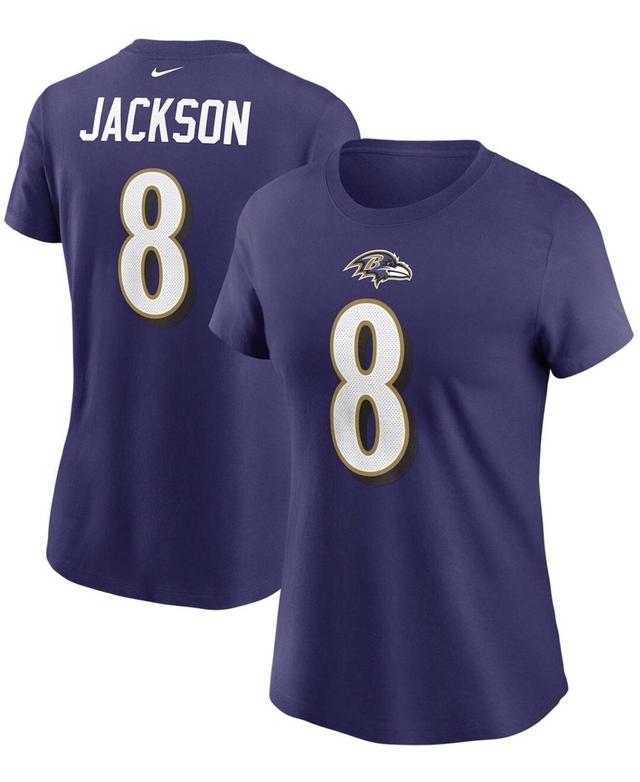 Womens Lamar Jackson Purple Baltimore Ravens Name Number T-shirt Product Image