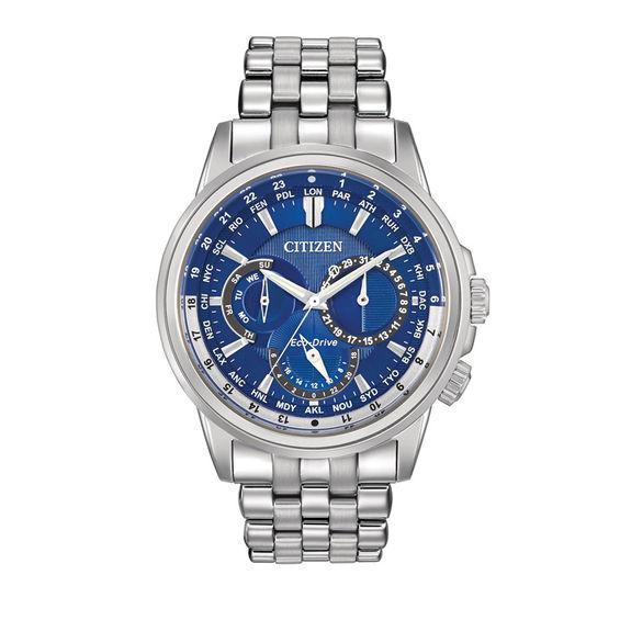 Men's Citizen Eco-DriveÂ® Calendrier Watch with Blue Dial (Model: Bu2021-51L) Product Image