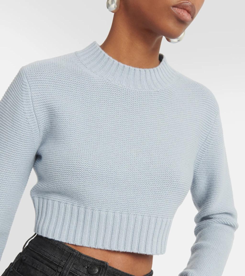 MAX MARA Kaya Cropped Cashmere Sweater In Azzurro Polvere Product Image