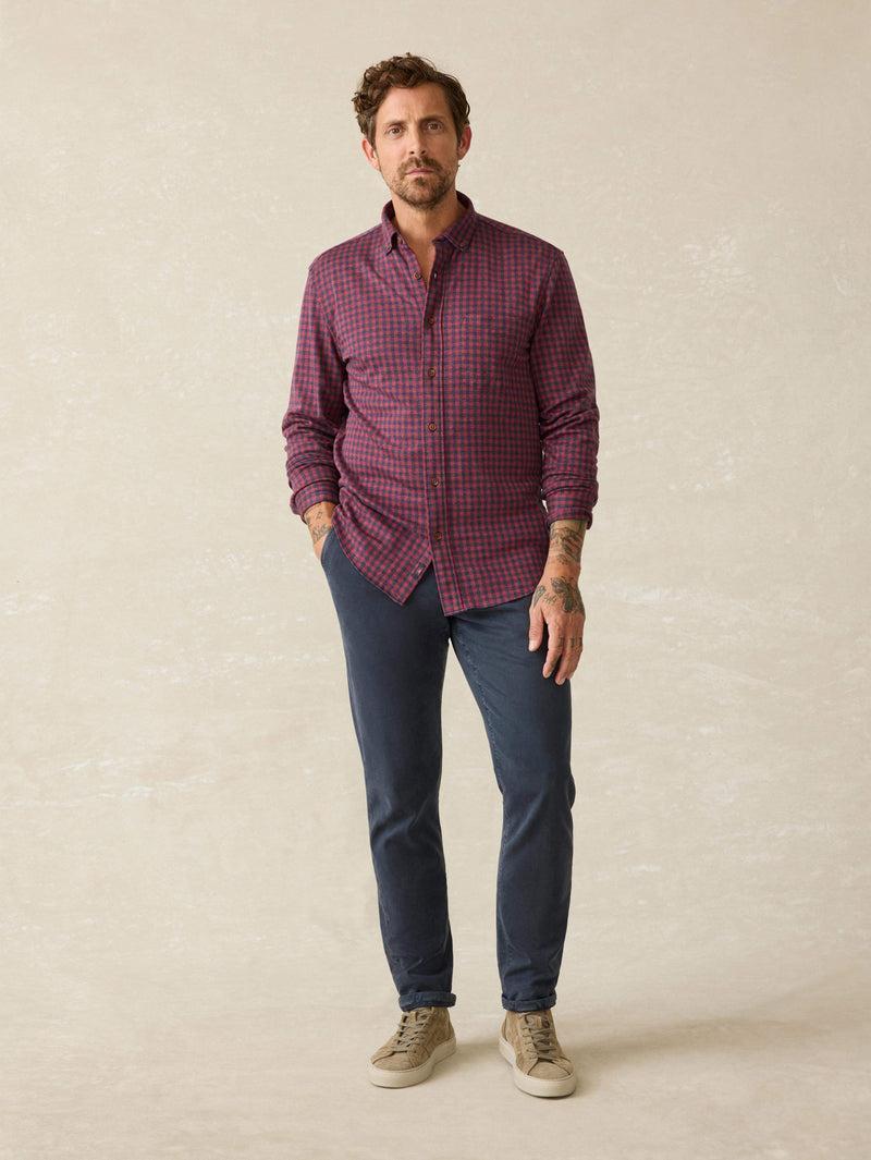 Coastline Knit Shirt - Navy Red Gingham Product Image