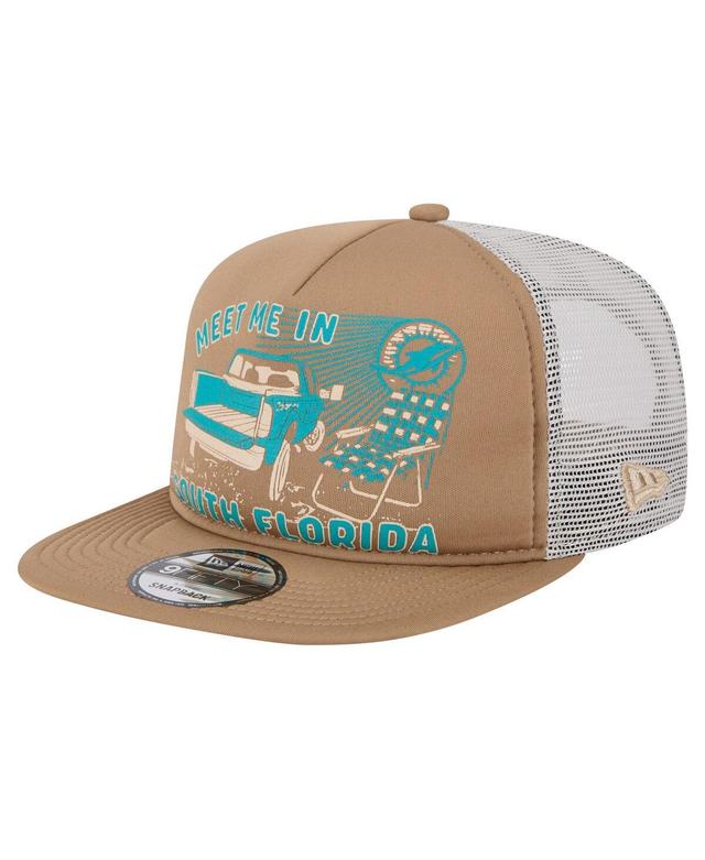 Mens New Era Tan Miami Dolphins Meet Me 9FIFTY Snapback Hat Product Image