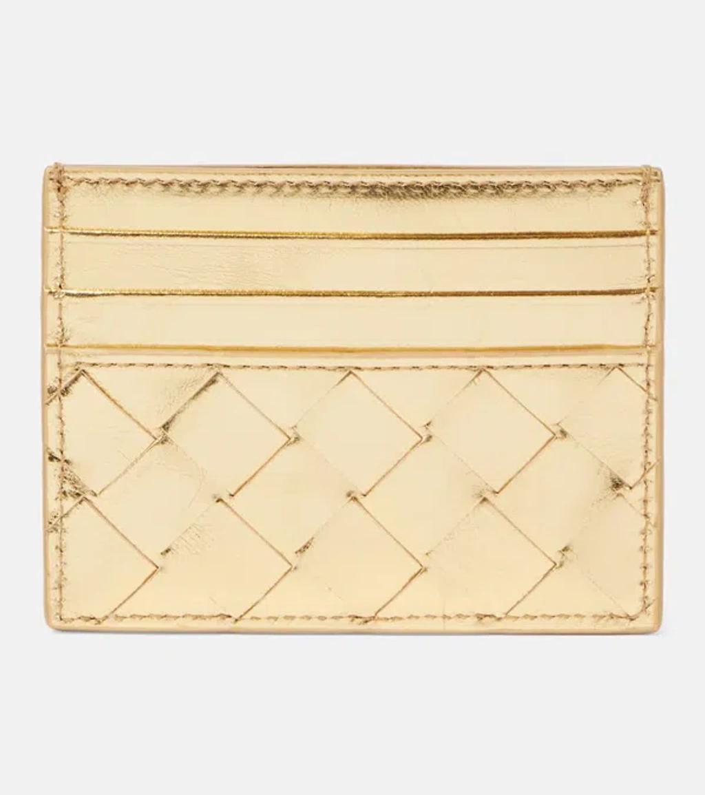 BOTTEGA VENETA Gemelli Leather Card Holder In Gold Product Image