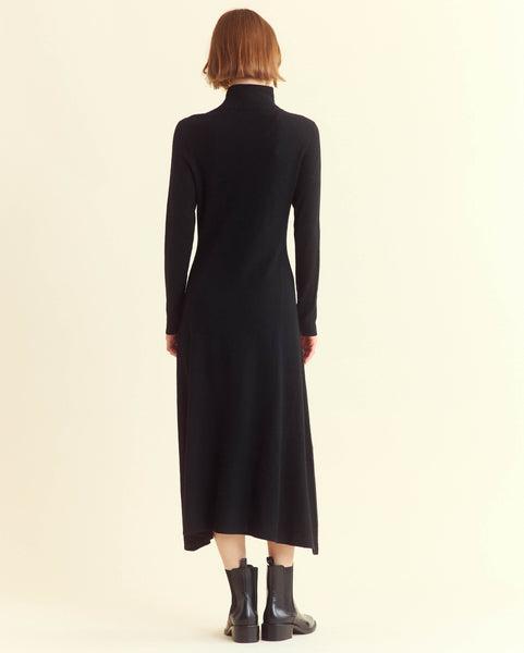 Wool Turtleneck Contour Sweater Dress -  Product Image