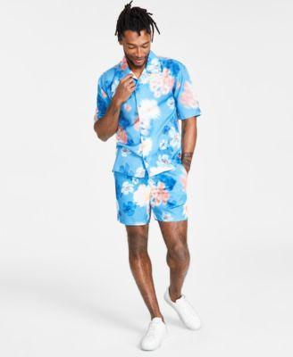 I.N.C. International Concepts Mens Jackson Regular Fit Floral Print Button Down Camp Shirt Regular Fit Floral Print 7 Shorts Created For Macys Product Image