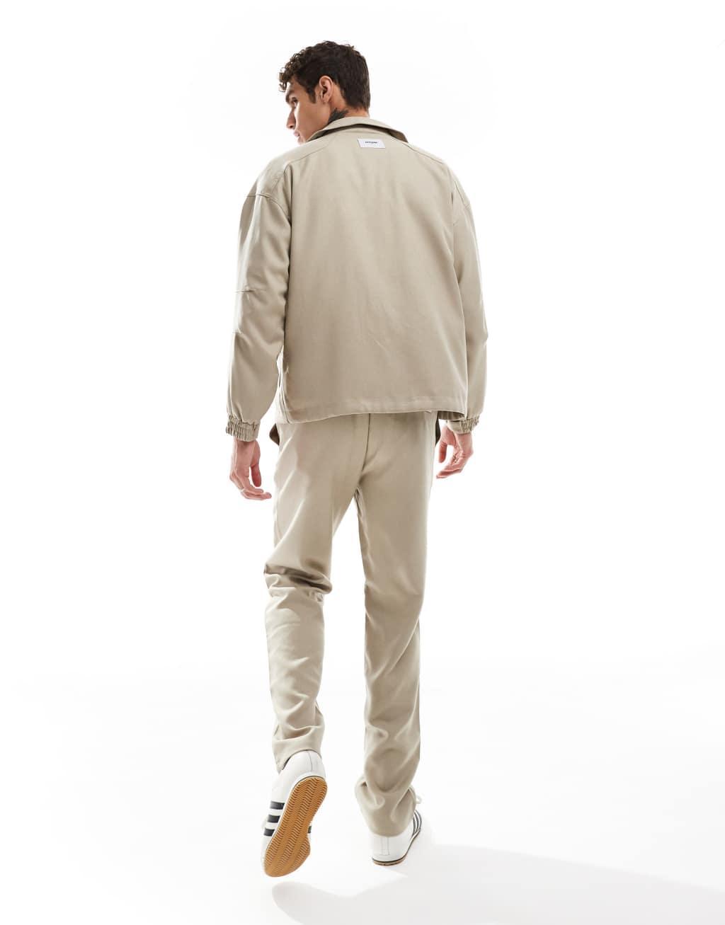 Sixth June relaxed pants with elasticated waist in beige Product Image