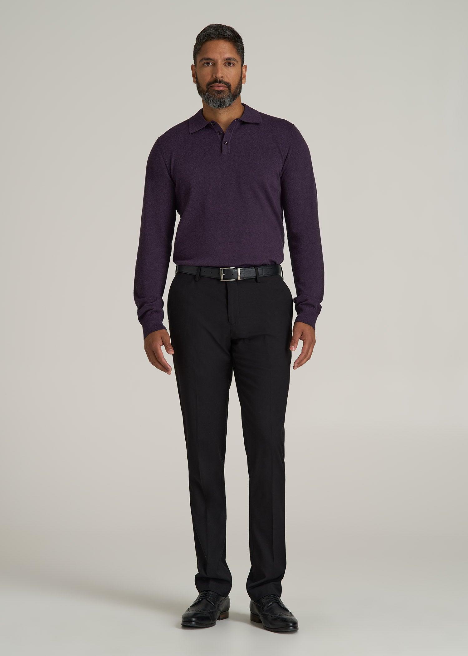 Men’s Tall Polo Sweater in Midnight Plum Male Product Image