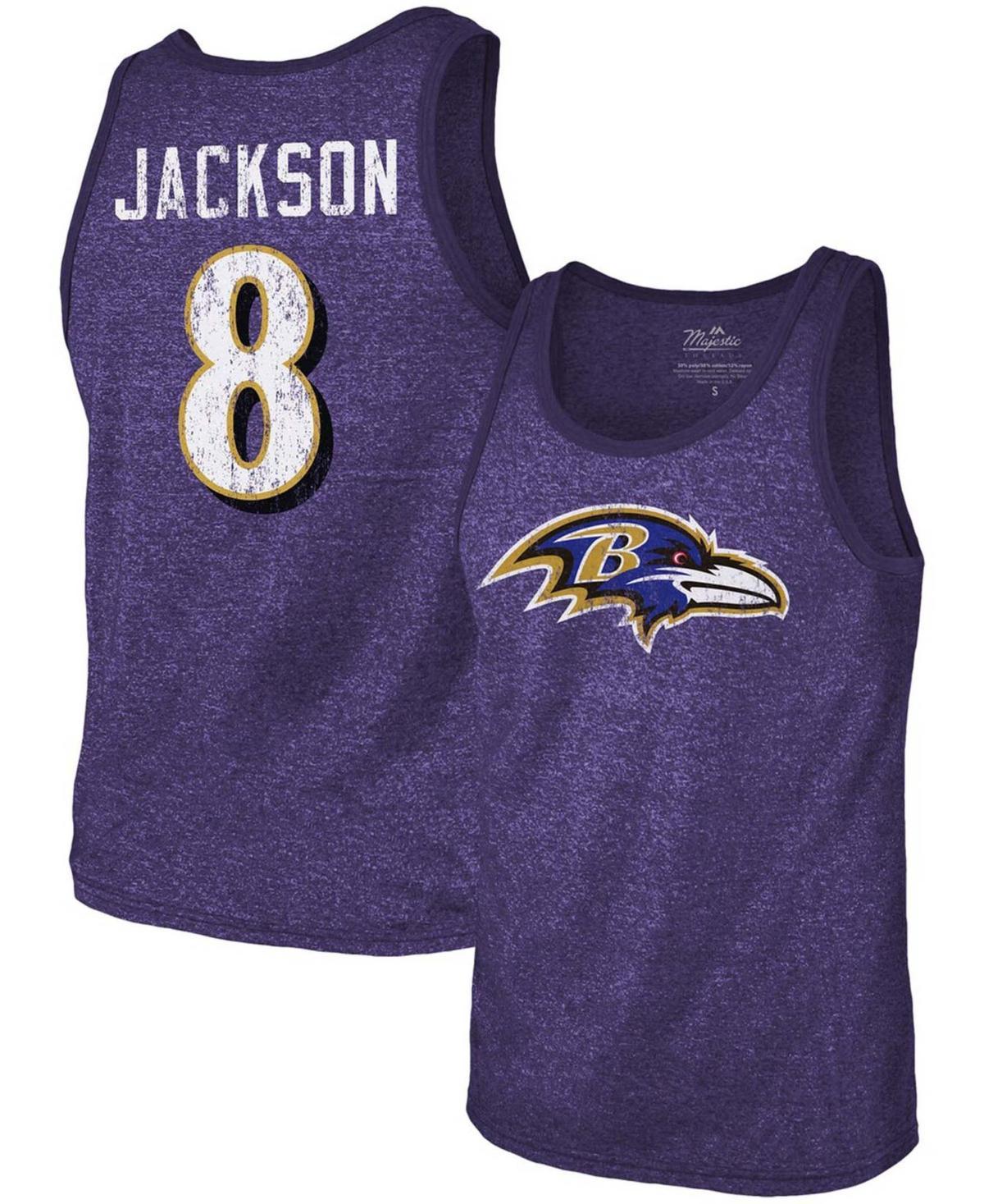 Mens Fanatics Branded Lamar Jackson Baltimore Ravens Name & Number Tri-Blend Tank Top Product Image