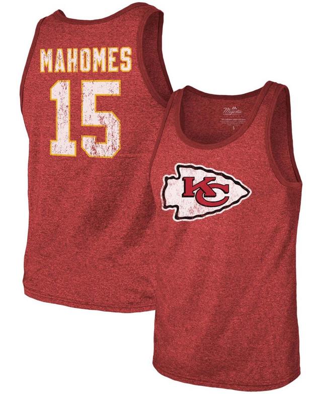 Mens Fanatics Branded Patrick Mahomes Kansas City Chiefs Name & Number Tri-Blend Tank Top Product Image