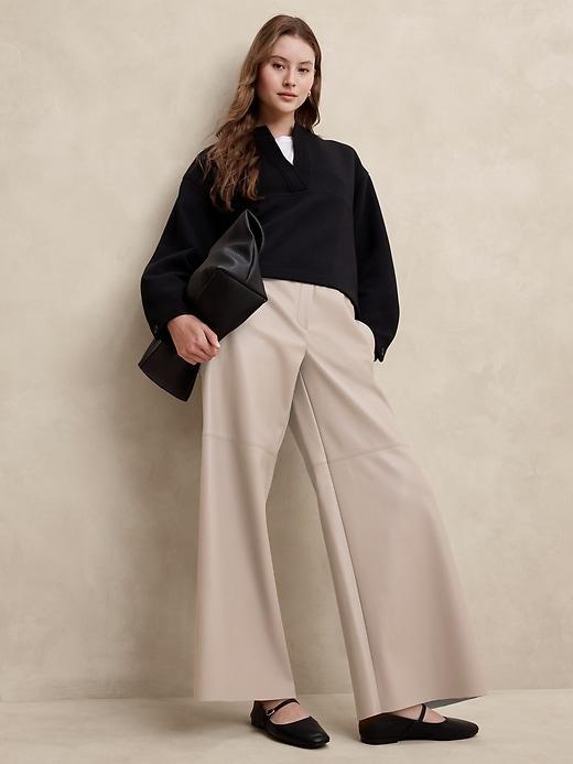 Vegan Leather Wide-Leg Pull-On Pant product image