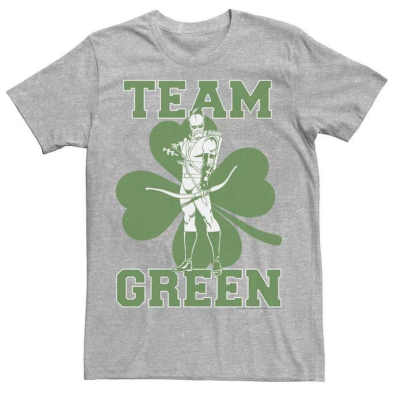 Mens DC Comics St. Patricks Day Green Arrow Team Green Tee Athletic Grey Product Image