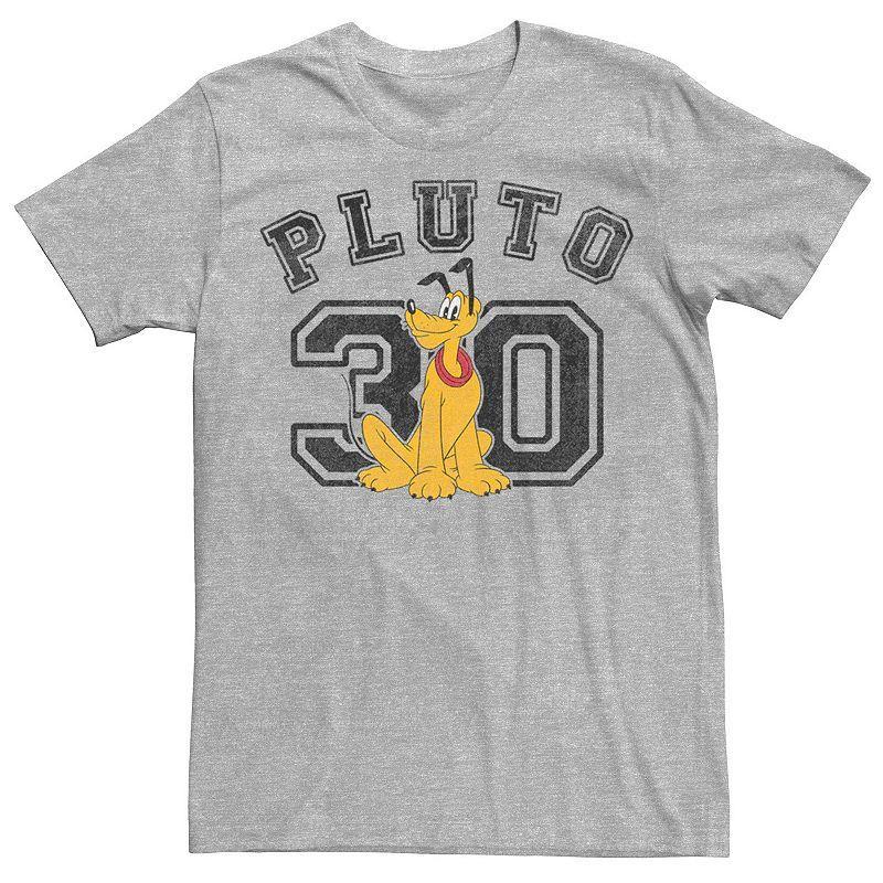 Mens Disney Pluto Varsity Text #30 Portrait Tee Athletic Grey Product Image