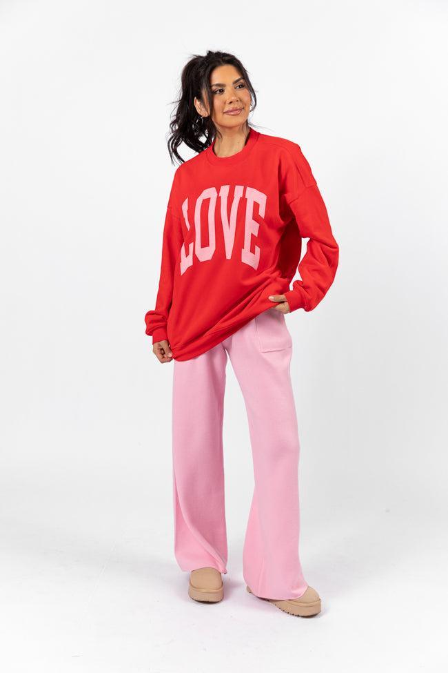 Love Block Red Oversized Graphic Sweatshirt SALE Product Image