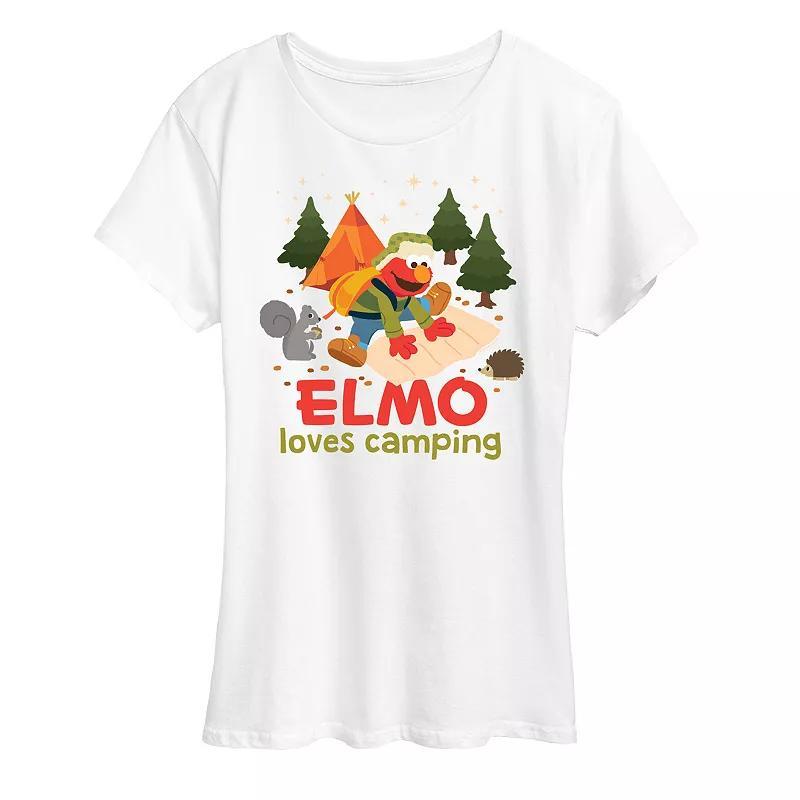 Womens Sesame Street Elmo Loves Camping Graphic Tee Product Image