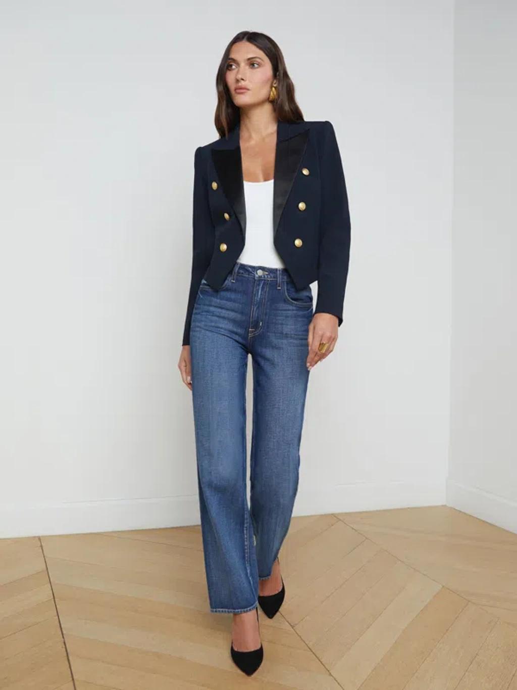 L'agence Kenzie Double-breasted Blazer In Midnight/black Product Image