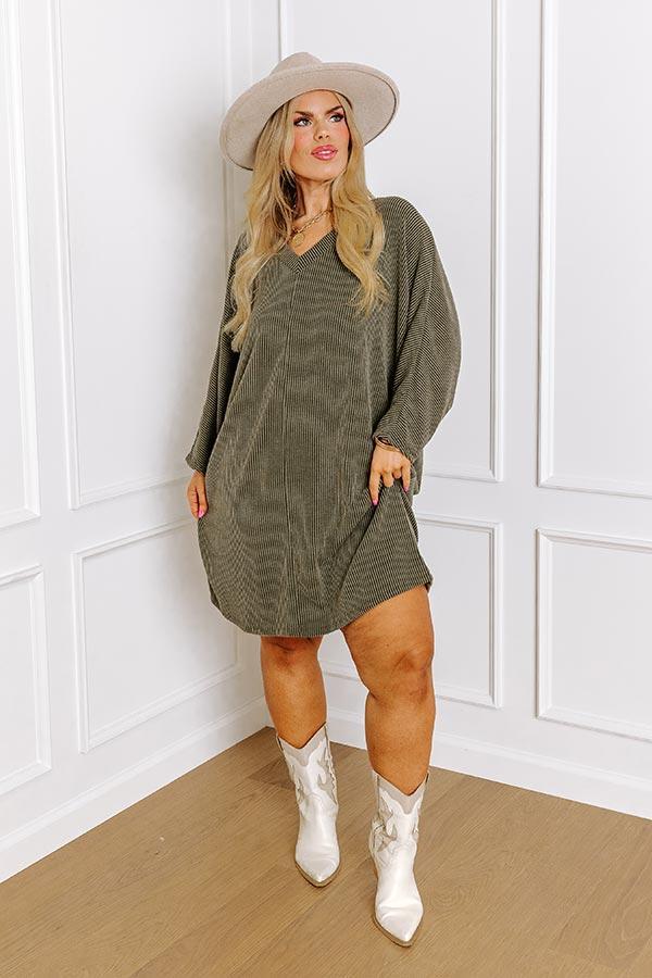 Casual Chats Shift Dress In Olive Curves product image