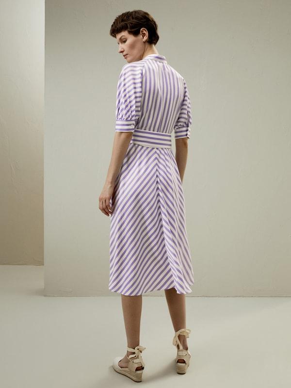 Lavender Striped Silk Shirtdress Product Image