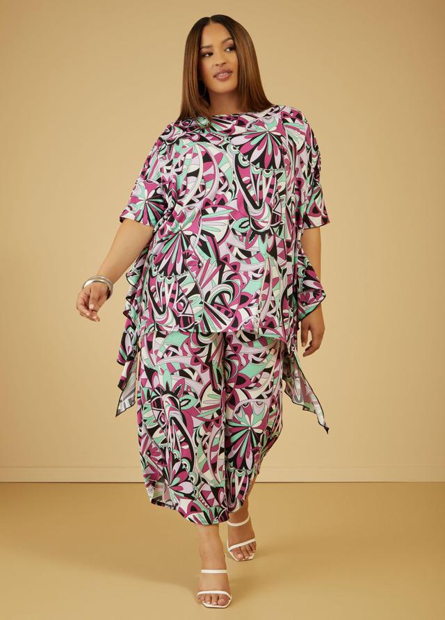 Plus Size Cropped Abstract Print Pants Ashley Stewart Product Image