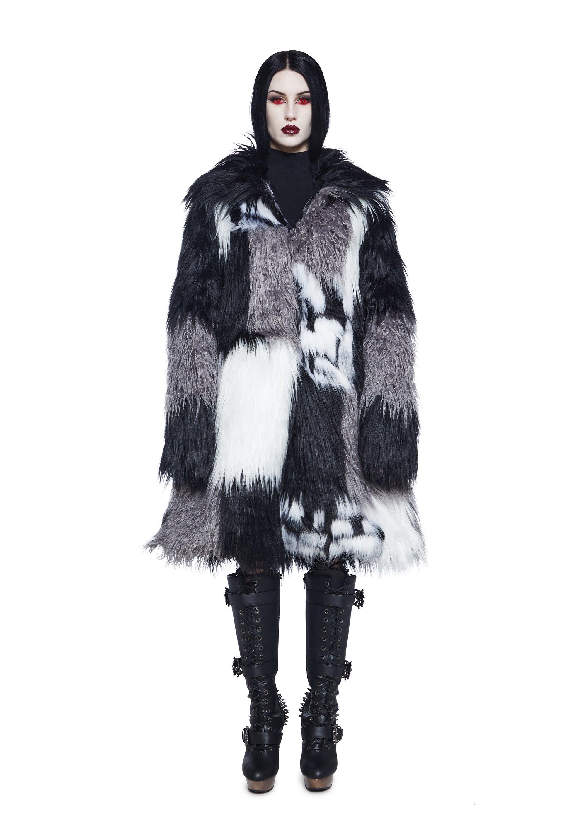 Widow Fuzz Faux Fur Patchwork Coat - Multi product image