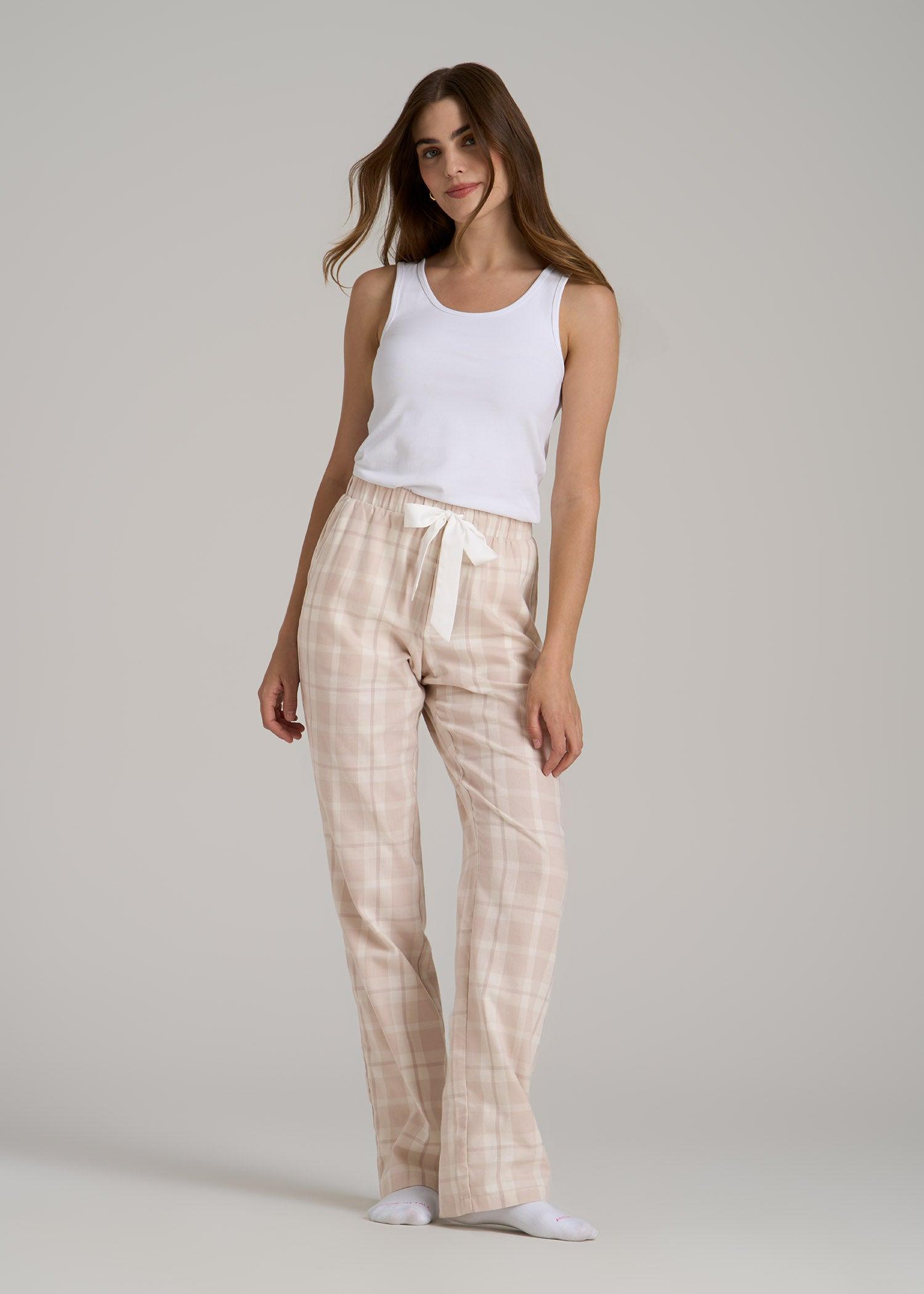 Open-Bottom Flannel Women's Tall Pajama Pants in Sandstorm Plaid Product Image