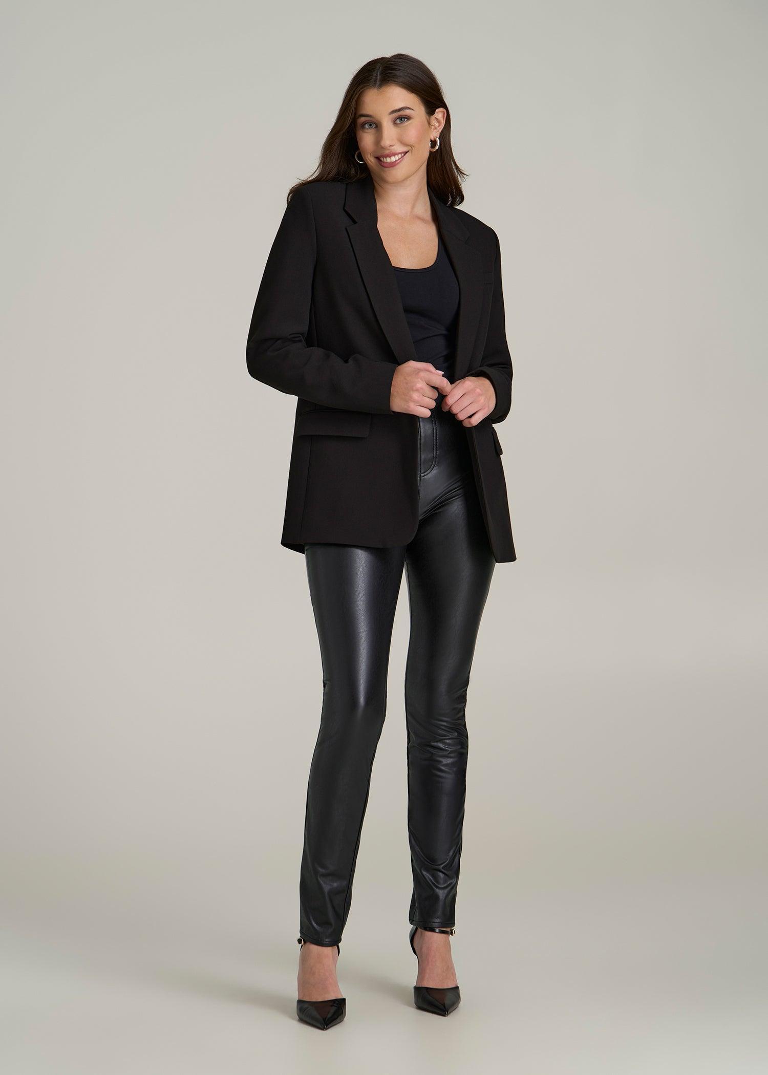 Faux Leather Leggings for Tall Women in Black Product Image