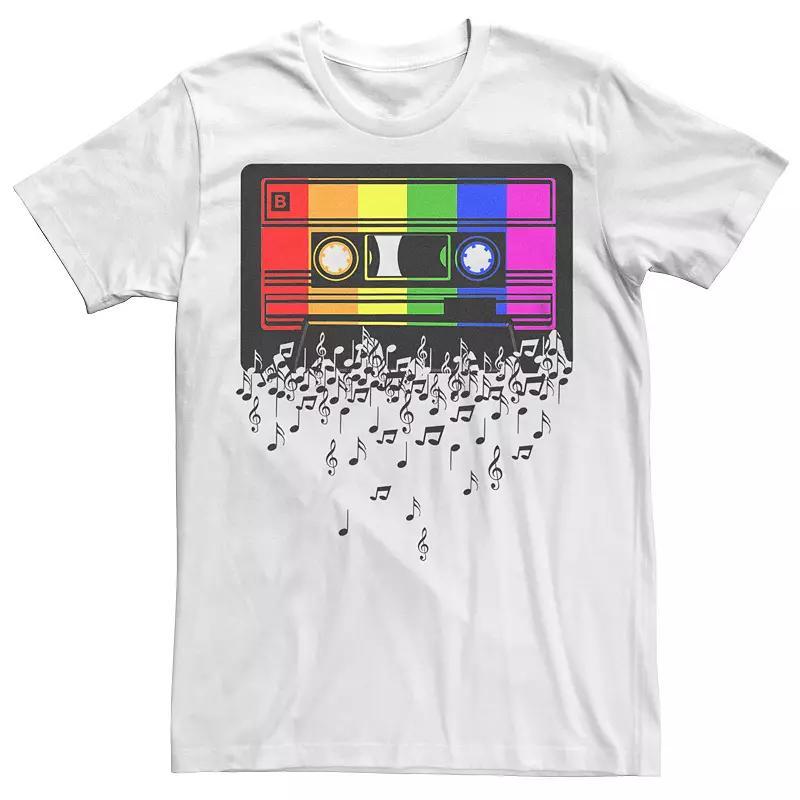 Mens Pride Rainbow Flag Music Note Cassette Graphic Tee Product Image