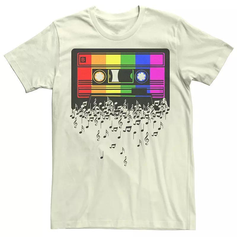 Mens Pride Rainbow Flag Music Note Cassette Graphic Tee Product Image