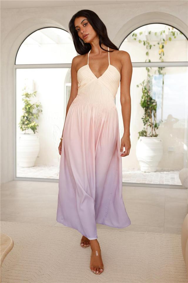 Rising Sun Halter Maxi Dress Purple Product Image