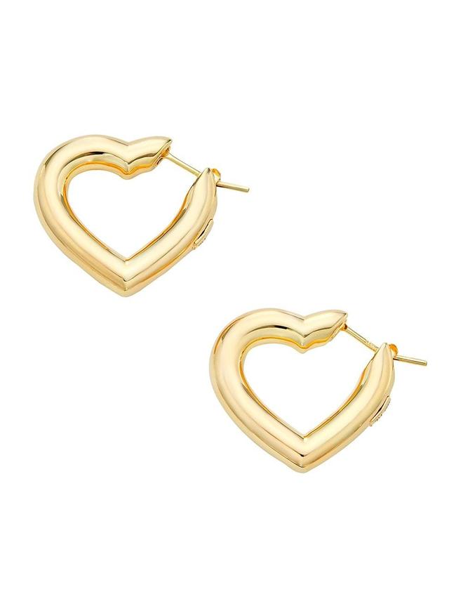 Womens 14K Yellow Gold Heart Hoop Earrings Product Image