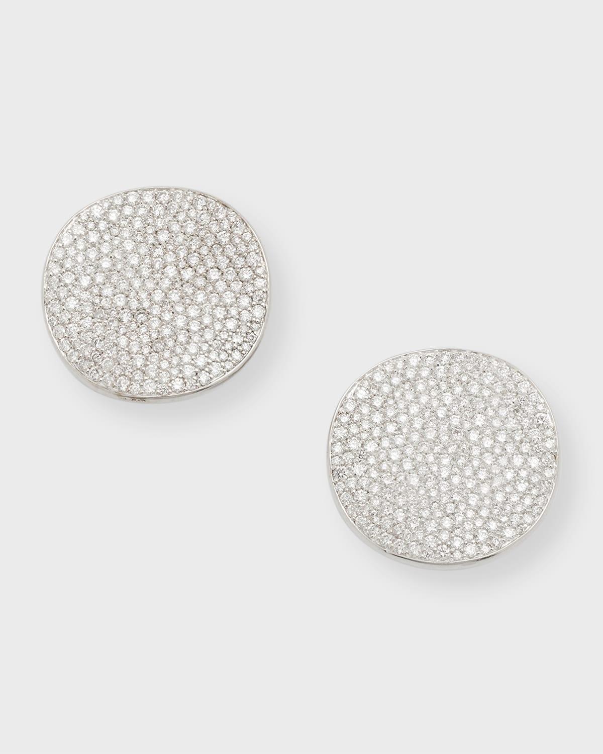 Large Flower Disc Clip Earrings in Sterling Silver with Diamonds Product Image