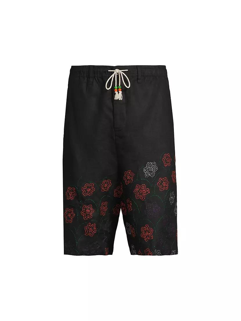 Embroidered Linen Shorts Product Image