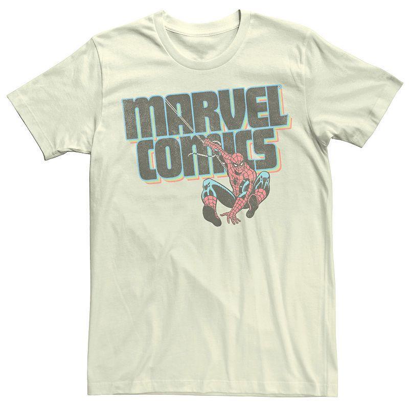 Mens Marvel Comics Spider-Man Classic Web Sling Logo Tee Beige Product Image