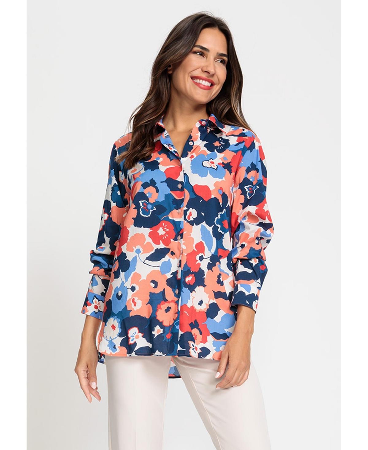 Olsen Womens Cotton Viscose Long Sleeve Floral Print Shirt Product Image