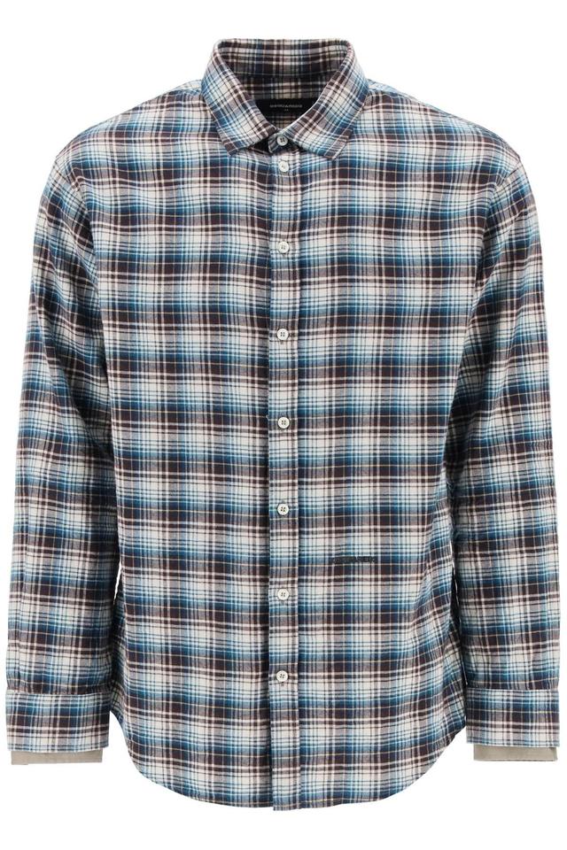 DSQUARED2 Check Shirt With Layered Sleeves In Neutral Product Image