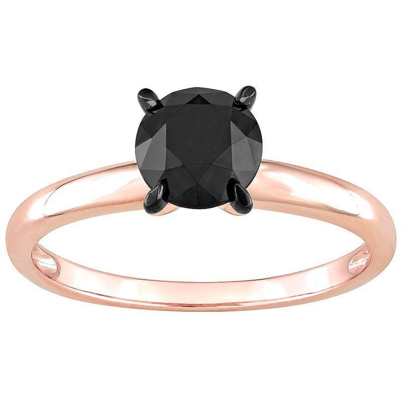 Stella Grace 14k Rose Gold 1 1/2 Carat T.W Black Diamond Solitaire Ring, Womens Product Image