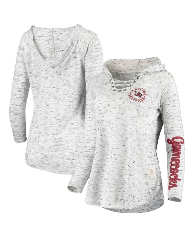 Womens Pressbox Gray South Carolina Gamecocks Space Dye Lace-Up V-Neck Long Sleeve T-Shirt Product Image