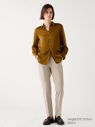 Womens Smart Ankle Pants 2-Way Stretch Tall Beige XS UNIQLO US Product Image