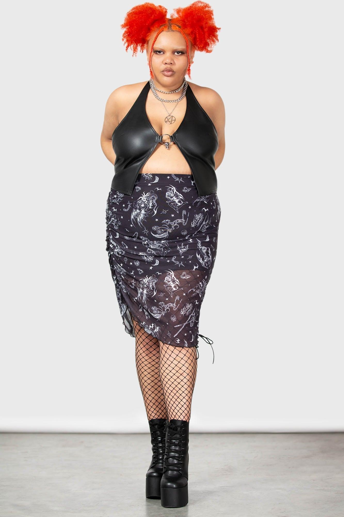 Dazed Skull Mini Skirt [PLUS] - Resurrect Female Product Image