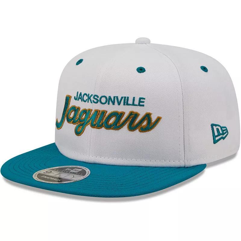 Mens New Era White Distressed Jacksonville Jaguars Sparky Original 9FIFTY Snapback Hat - White Product Image