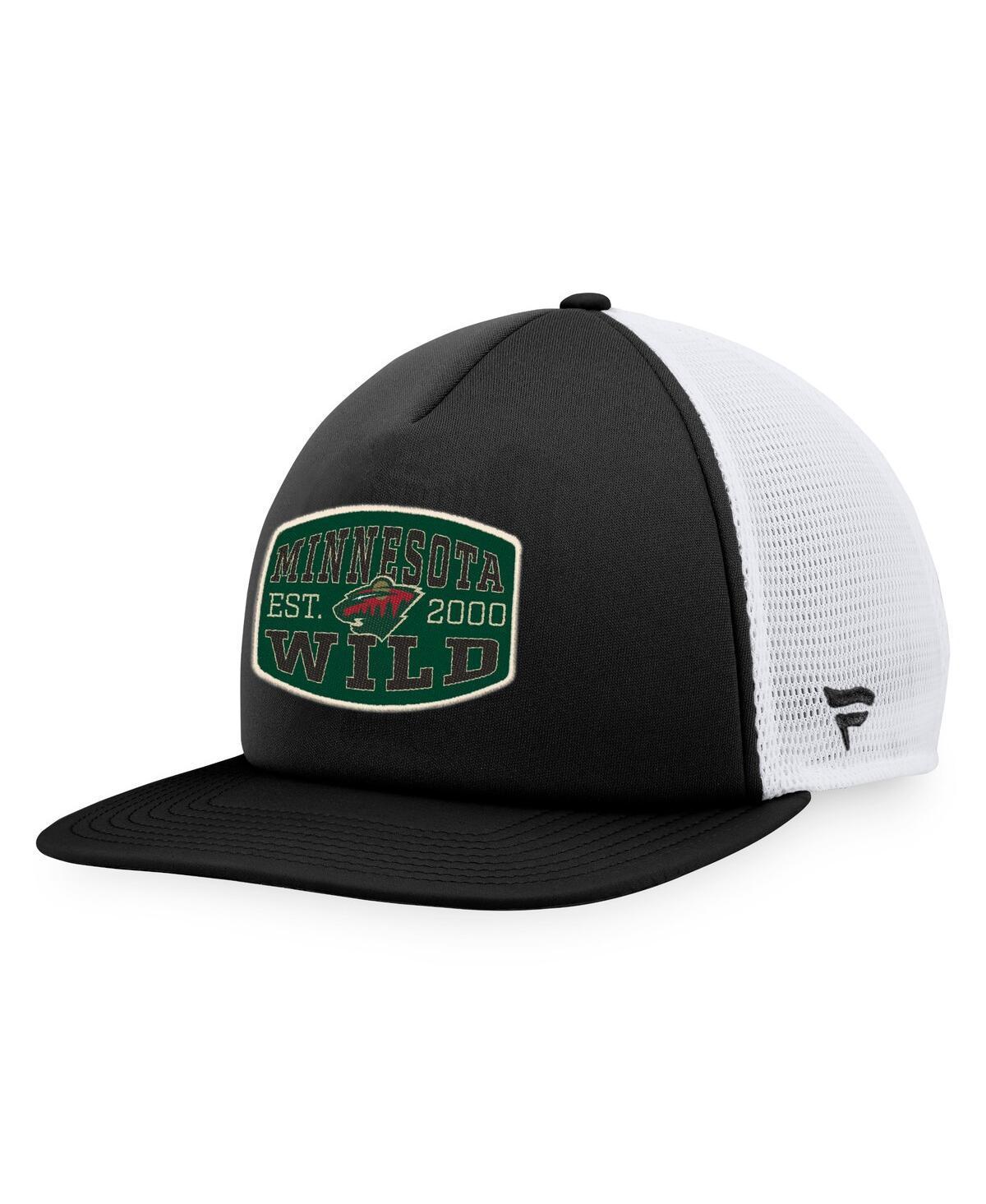 Mens Fanatics Branded /White Minnesota Wild Foam Front Patch Trucker Snapback Hat Product Image