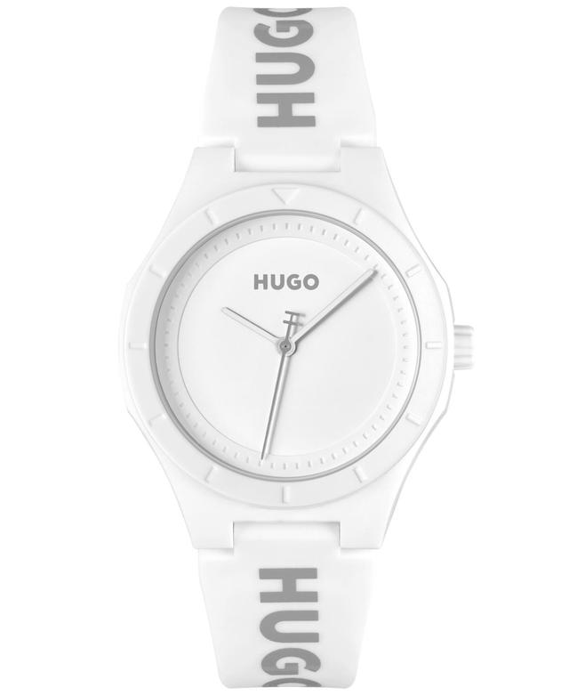 Hugo Womens Lit for Her Quartz White Silicone Watch 36mm - White Silicone Product Image