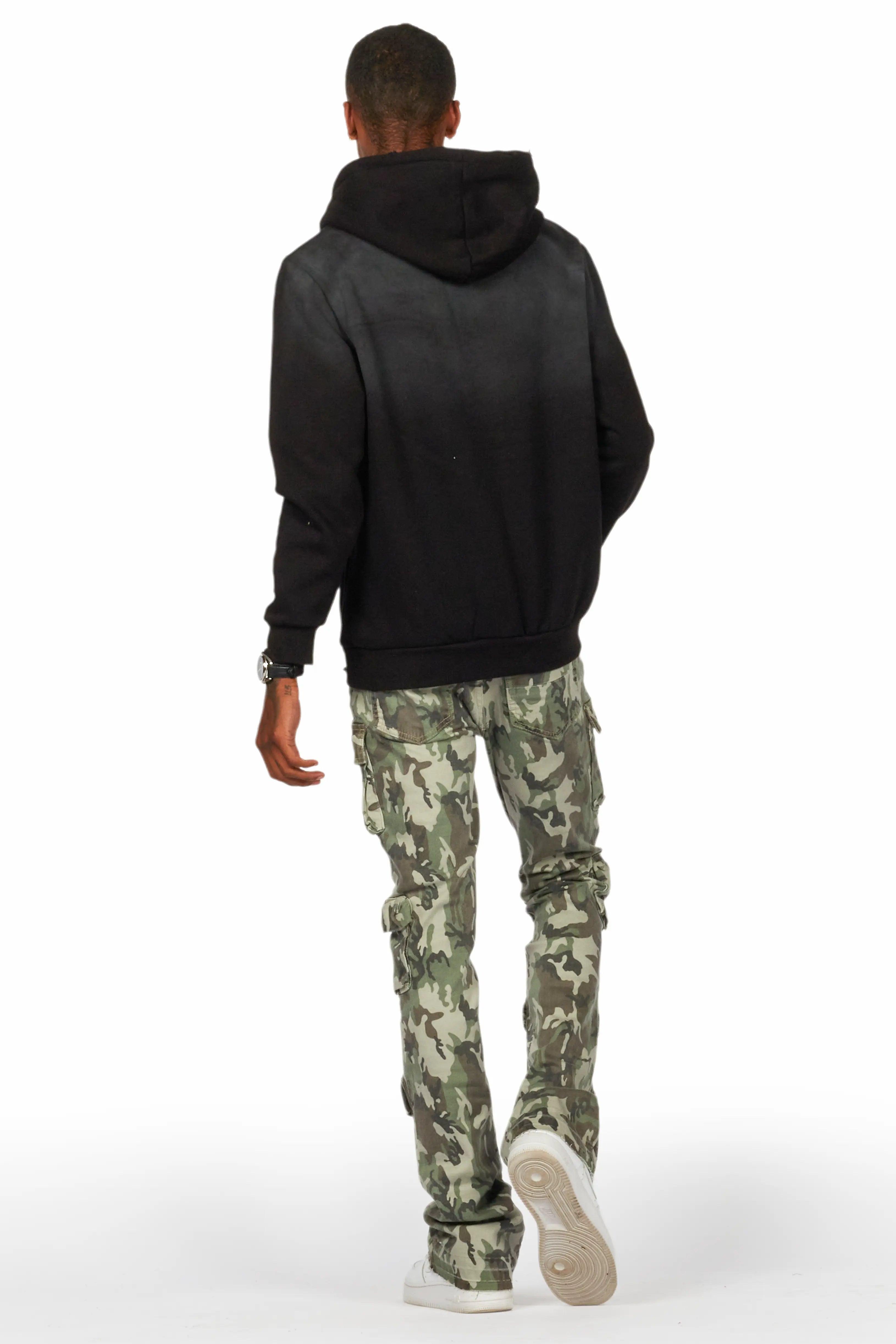 Yves Green Camo Stacked Flare Cargo Jean Male Product Image