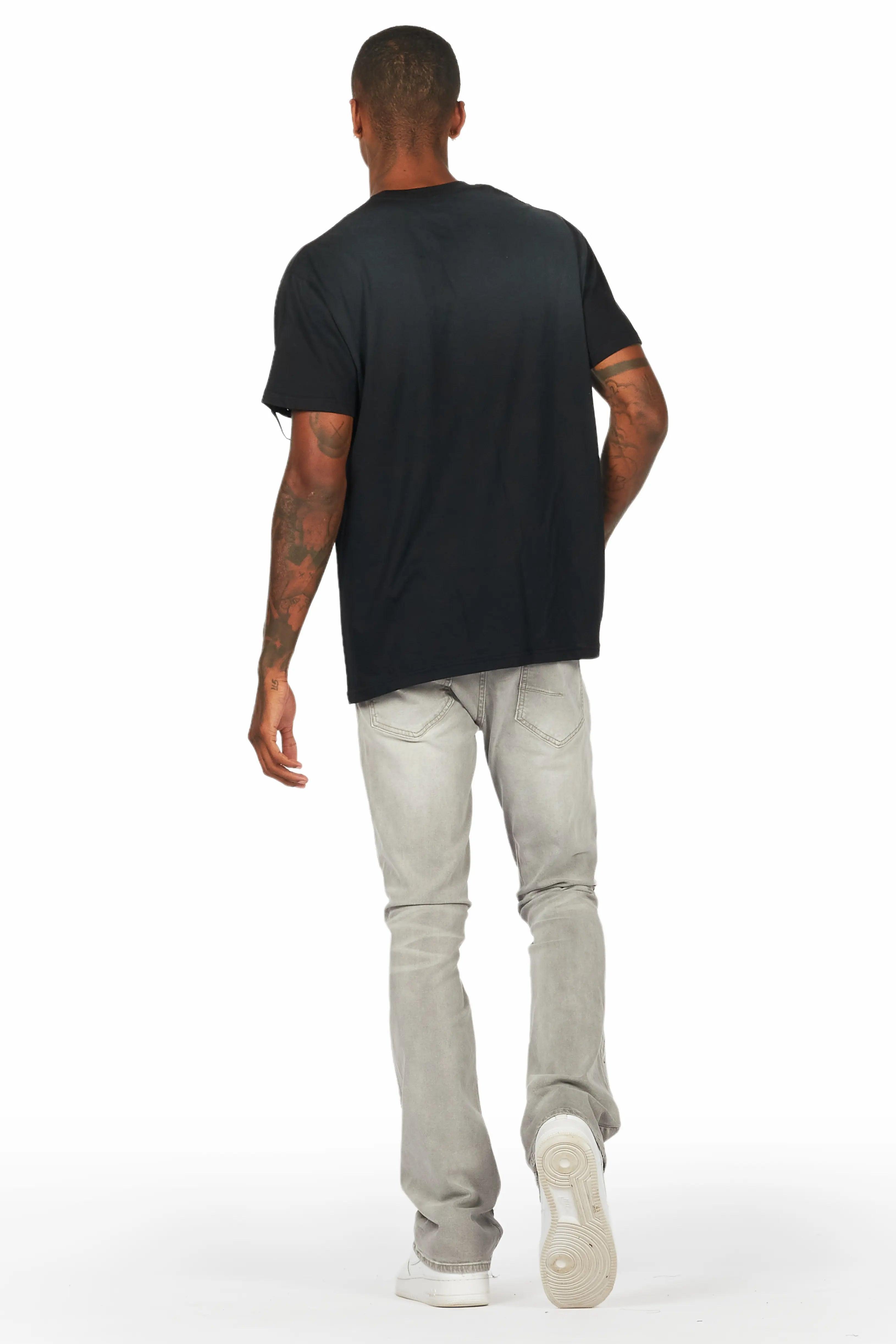 Ebbos Grey Flame Patched Skinny Flare Jean Male Product Image