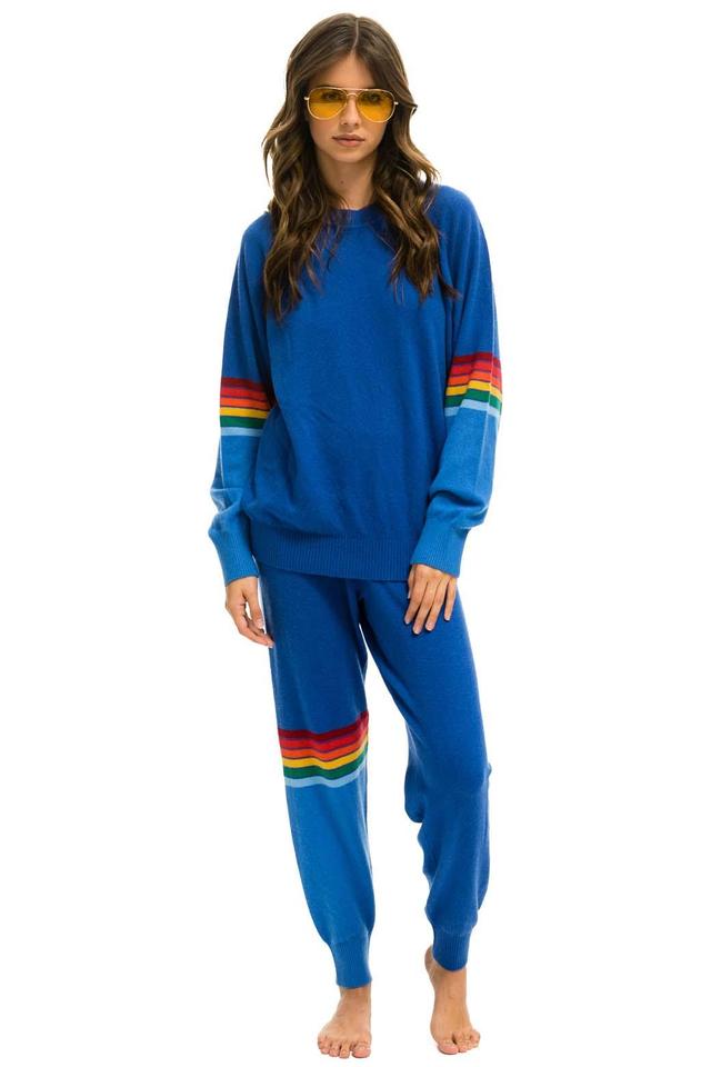 RAINBOW STRIPE CASHMERE LIGHT SWEATER PANT - VINTAGE BLUE Female Product Image