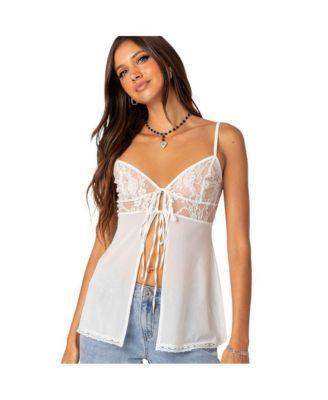 Mimosa sheer lace long tank top Product Image