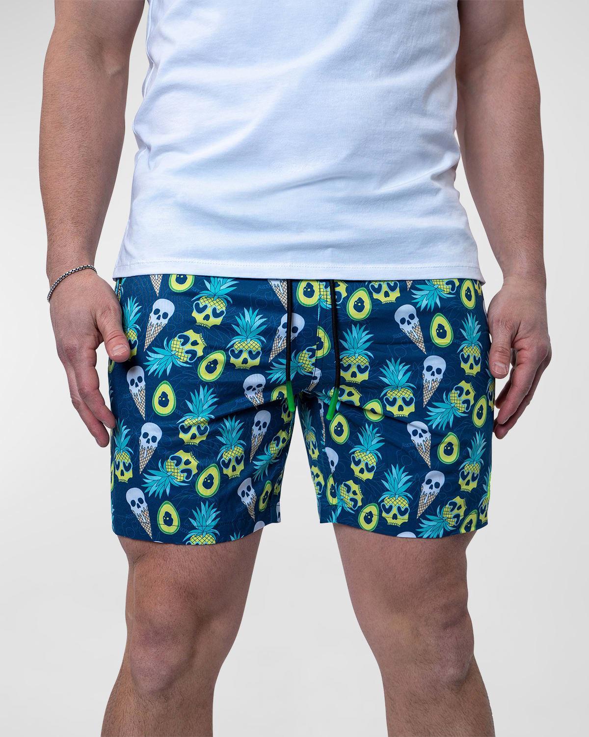 Mens Lion Pineapple Skull Swim Shorts Product Image