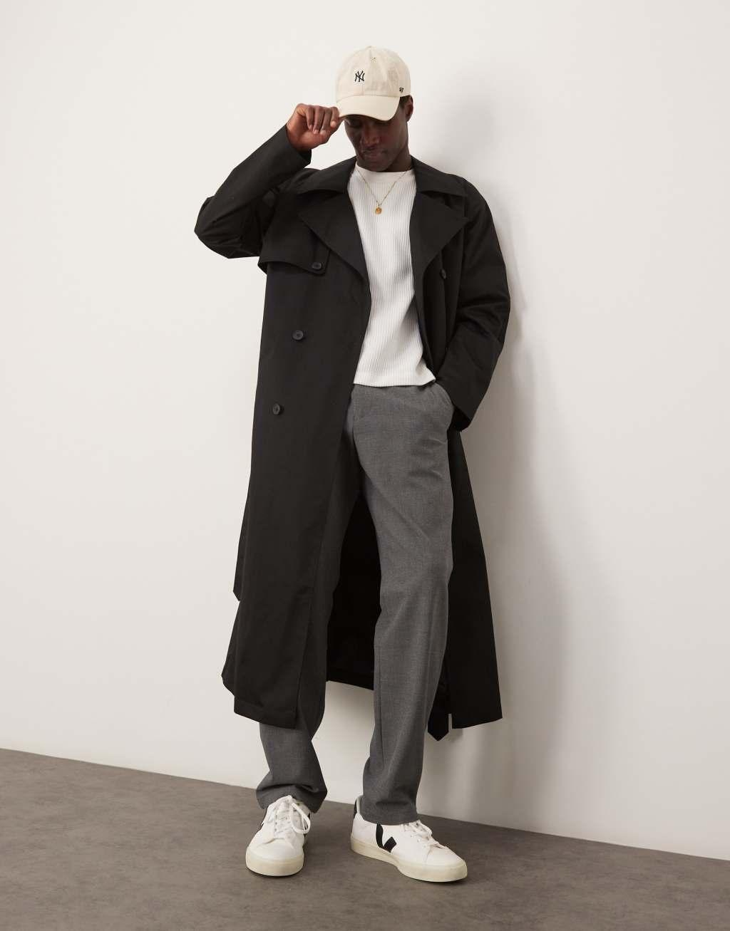 ASOS DESIGN oversized trench coat in black Product Image